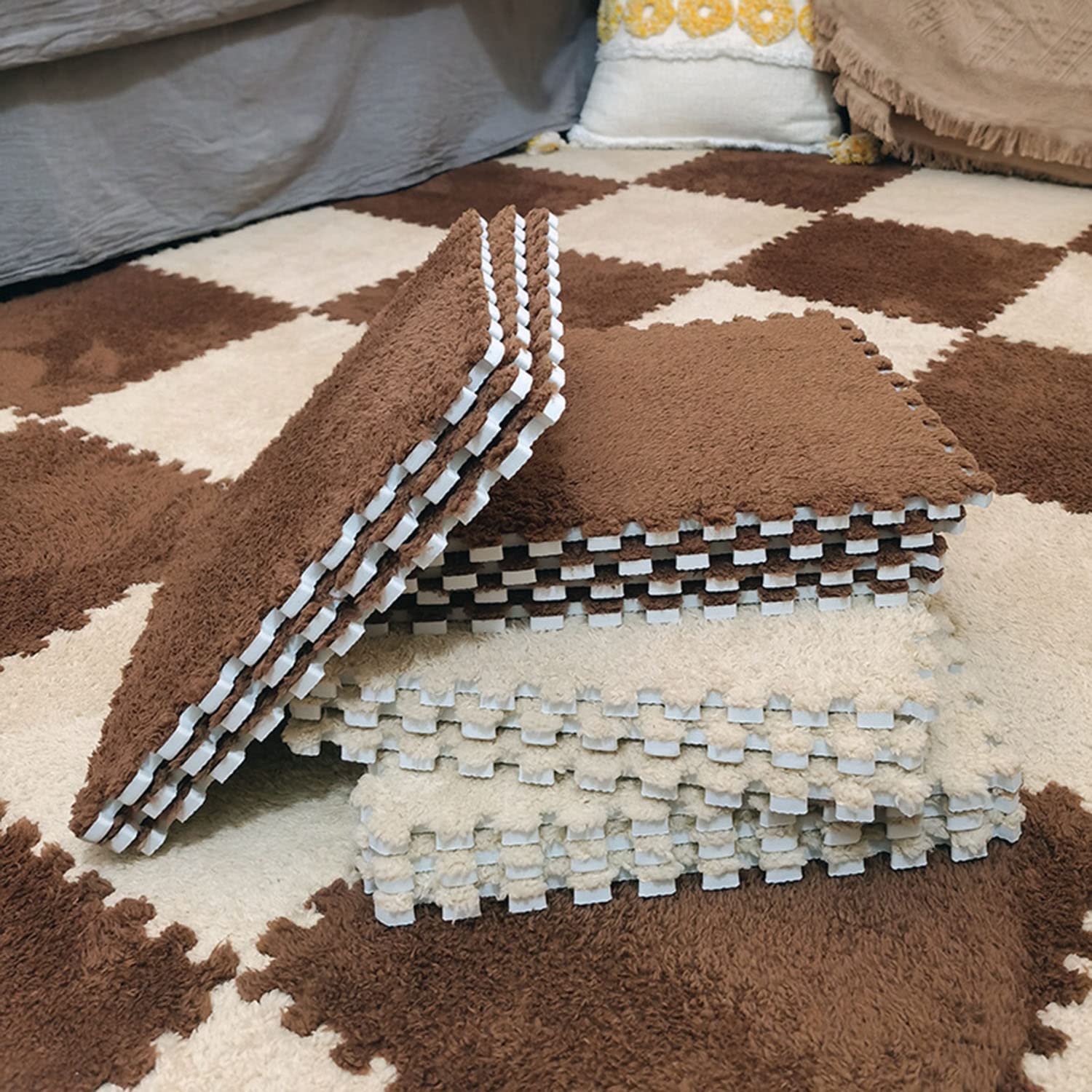 Aazon.co: 12 Pcs Shaggy Interlocking Foa Carpet Tiles - 12" X 12
