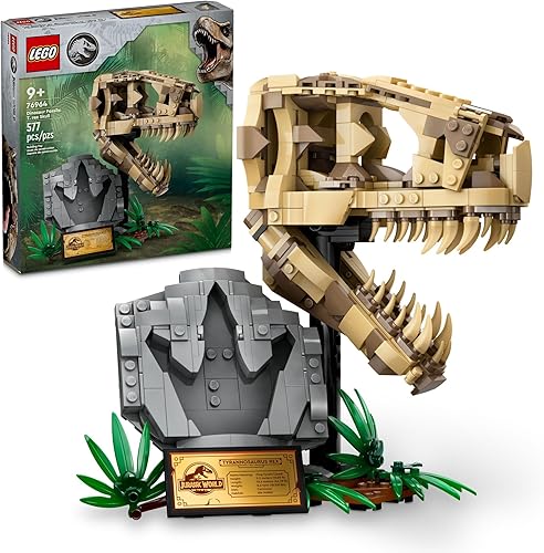 Miniatura 1 de LEGO Fósiles de dinosaurios Jurassic World calavera T. rex, juguete de dinosaurio para niños y niñas, juego educativo de modelo de esqueleto con
