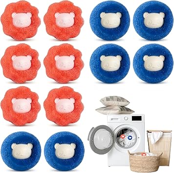 Pet Hair Remover for Laundry 12 Pack, Washing Machine Hair Catcher & Reusable Dryer Balls, Anti Static Laundry Balls for Dog & Cat Hair, Lint Remover for Clothes Bedding