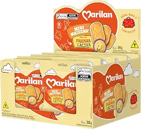 Biscoito Mini Maizena Marilan Farinha Láctea Sachê 30g Display Com 10 Pacotes