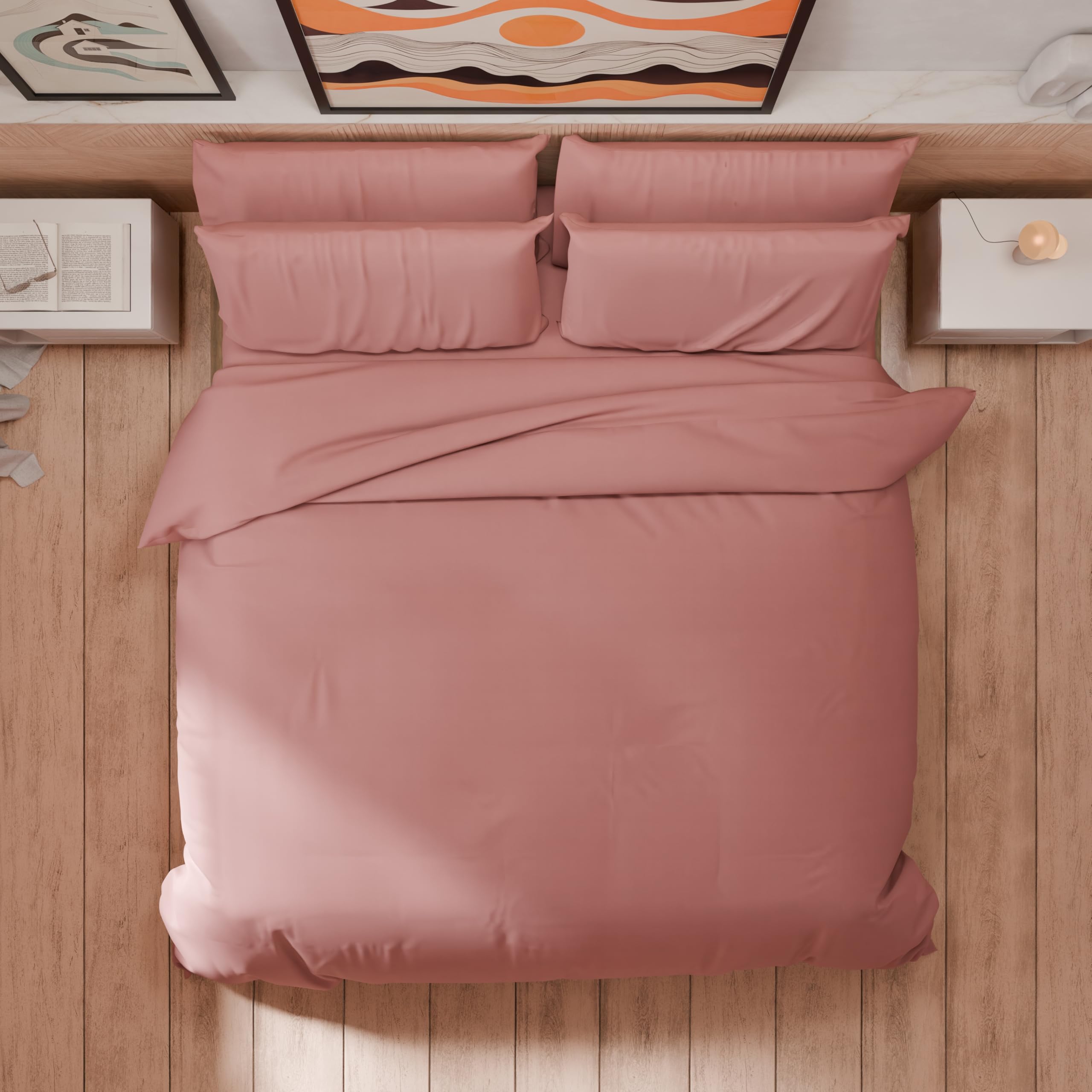 PETTI Artigiani Italiani, One and a Half Duvet Cover, Duvet Cover and Pillow Cases in Microfiber, Solid Color Dark Powder - Image 2