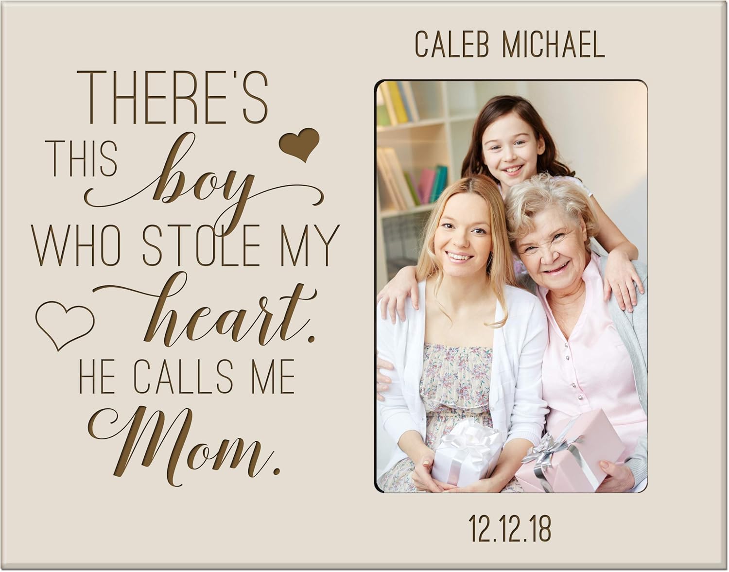 LifeSong Milestones Personalized Grandmother Gift There’s This Boy Who Stole from Grandson, Nephew, Granddaughter, Grandchildren Vertical Frame 4”x6” Photo Measures 8”x10” (Cherry)