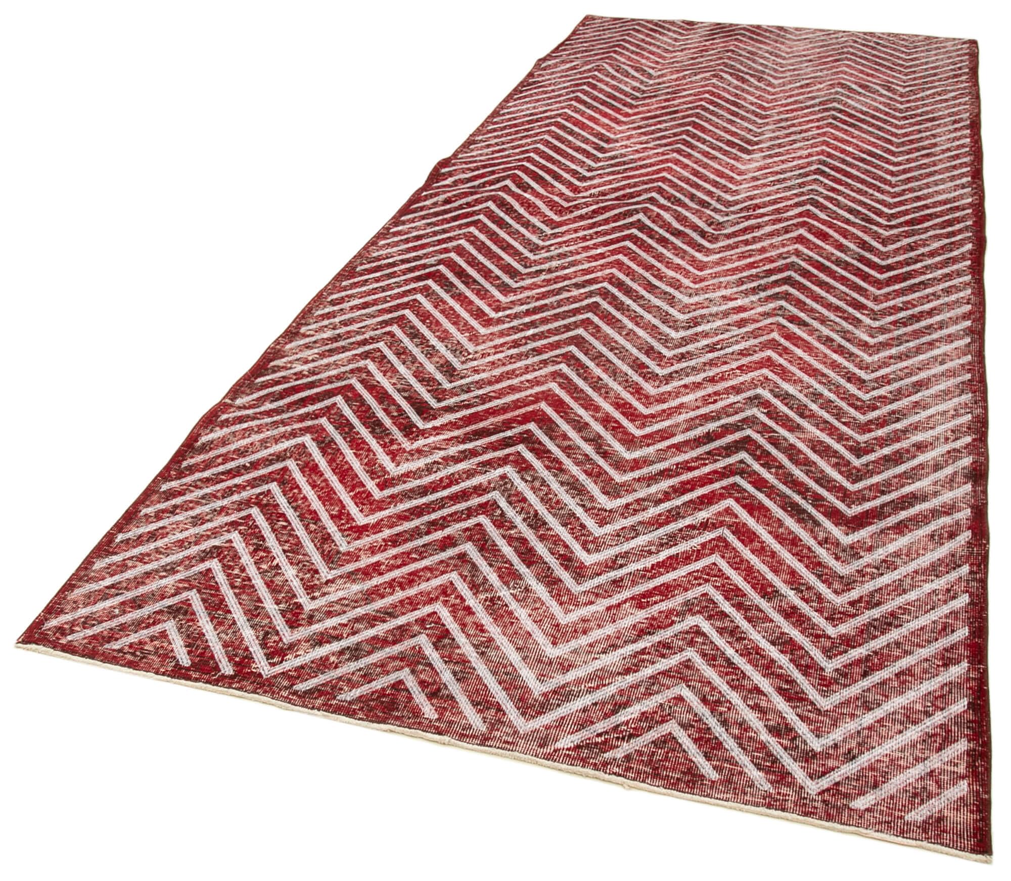 49 x 126 - 146 x 382 Cm Geometric Carpet Red Geometric Bohemian Wool Cotton Handmade Handknotted Vintage