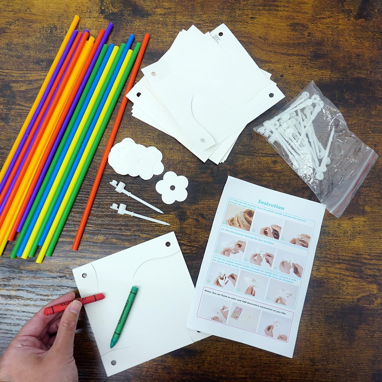 4E's Novelty Windräder zum Selbermachen für Kinder (100 Stück), zum Ausmalen Ihrer eigenen weißen Windräder, Großpackung für Sommer und Frühling, Bastelset für Jungen und Mädchen, Kunst und Handwerk