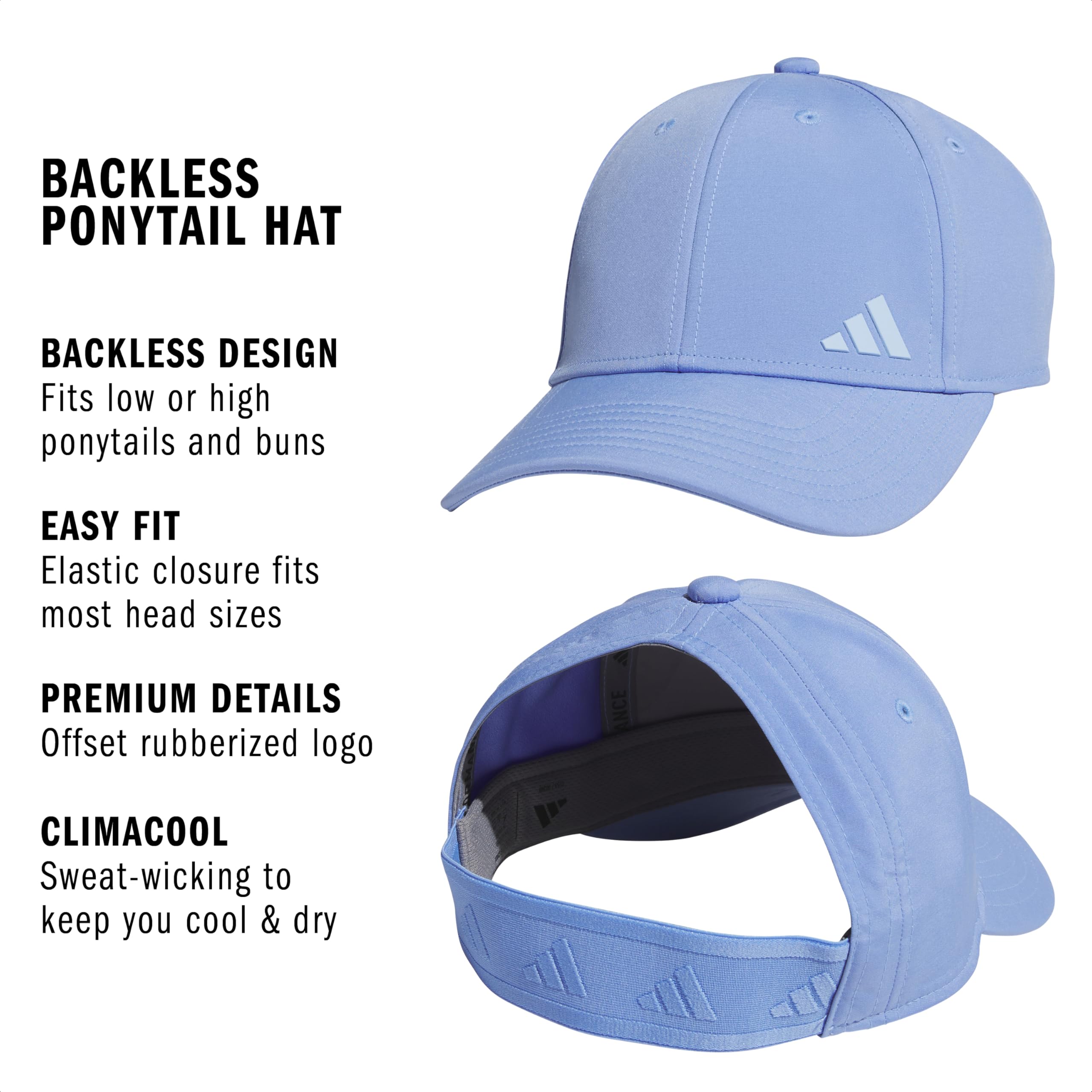 adidas Gorra de béisbol sin Espalda para Mujer, Blue Fusion/Glow Blue, Talla única