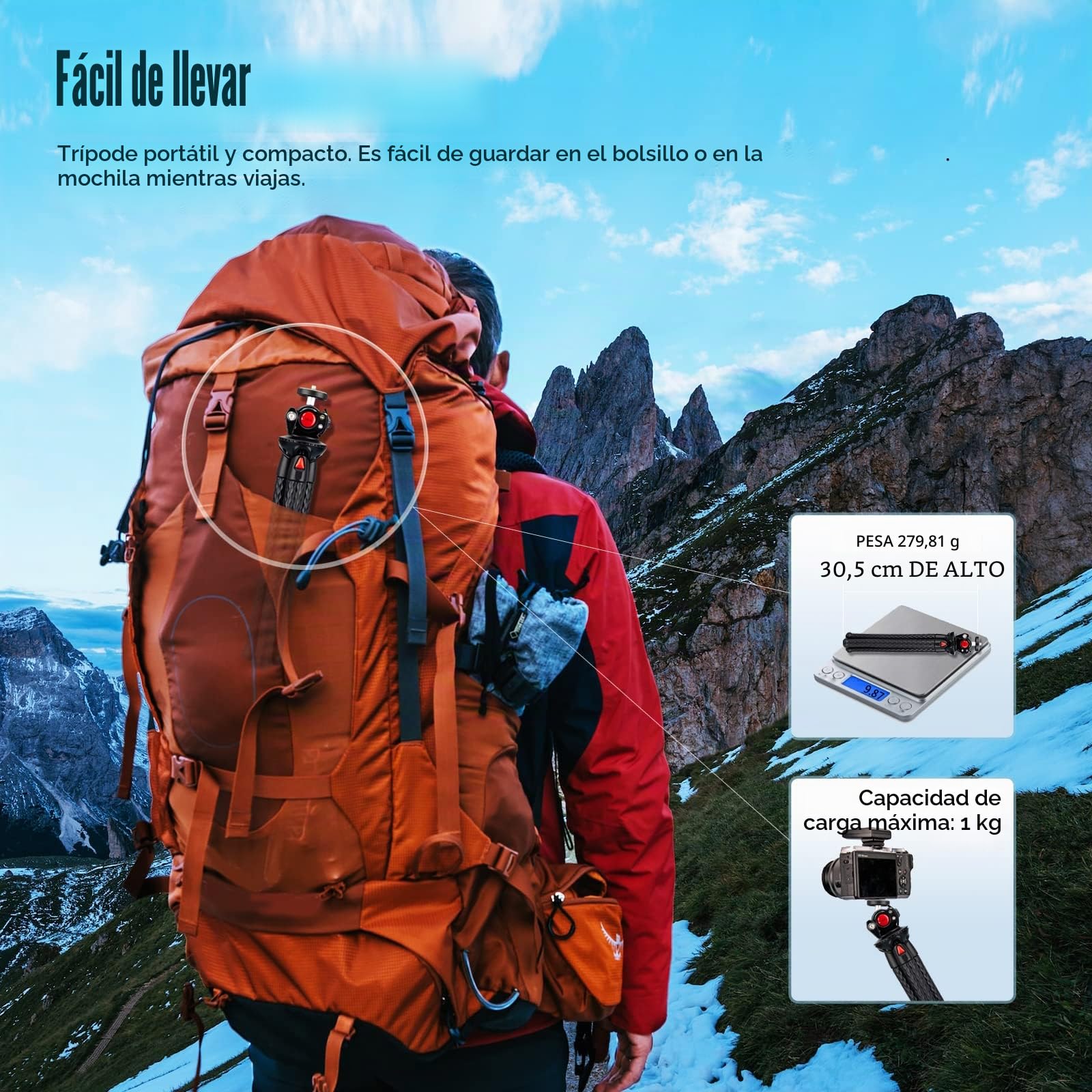 Lammcou Tripode Movil Flexible, Trípode de Gorila Pulpo Camara Pequeño, Tripode Camara Deportiva & XXL Teléfono Pinza Adaptador, Vertical Octopus Tripod for Mobil
