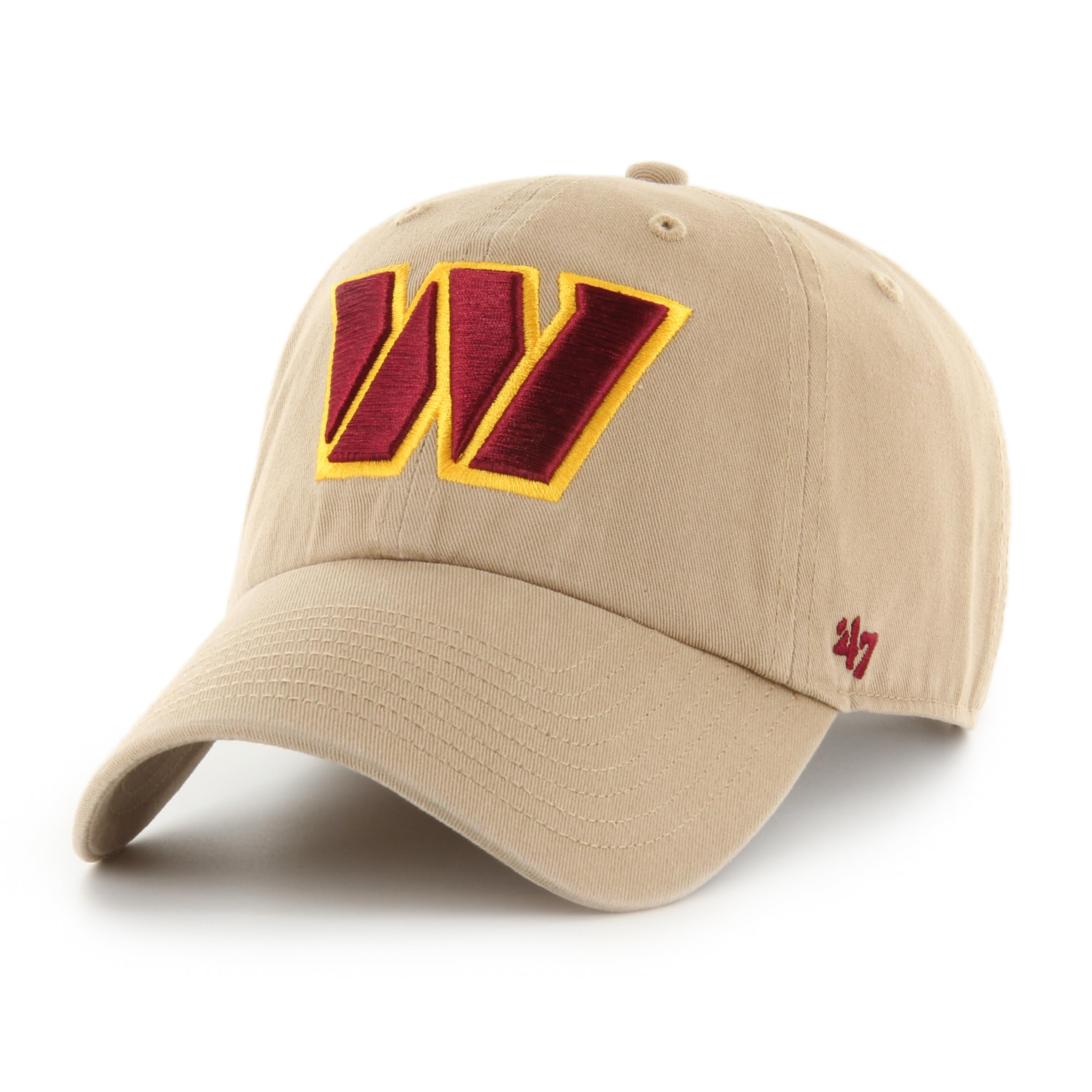 47 Washington Commanders NFL Clean Up Unisex Baseball Cap, Adjustable, Team Badge, Khaki