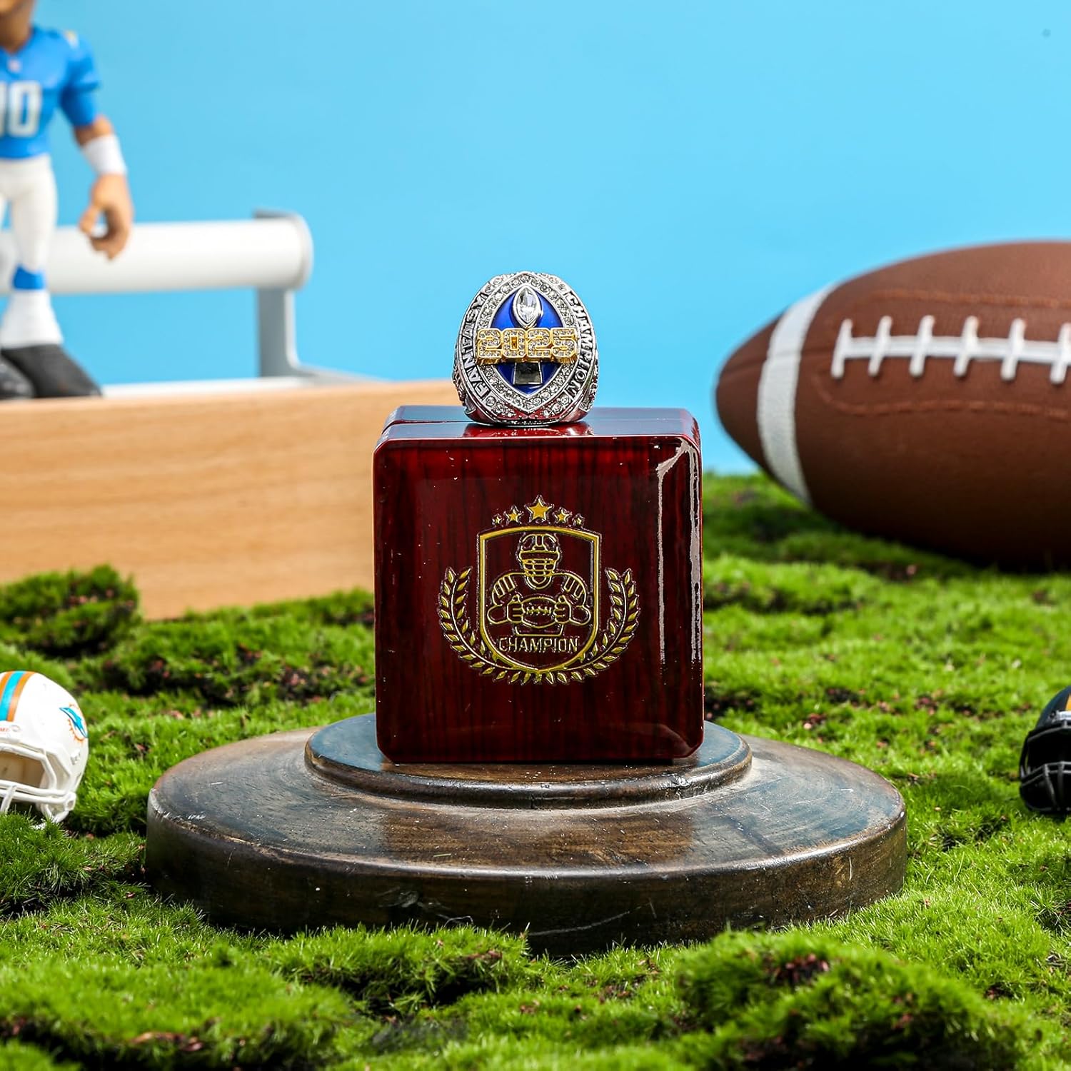 2025 Fantasy Football Ring 2026 Fantasy Football Championship Ring with High-Grade Gift Box,League Champion Trophy Rings Premium Award for Winner