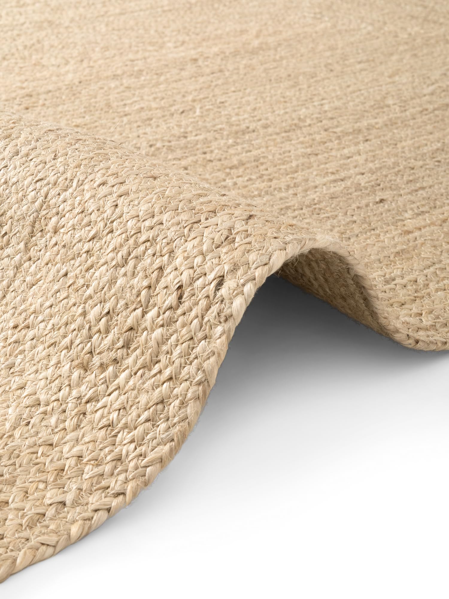Hanse Home Juno Juteteppich - Natur Wohnzimmerteppich aus 100% Jute, Handgewebt - Robust & Pflegeleicht - Moderner, Boho Naturfaser Teppich, Natur Weiß - 200x300cm
