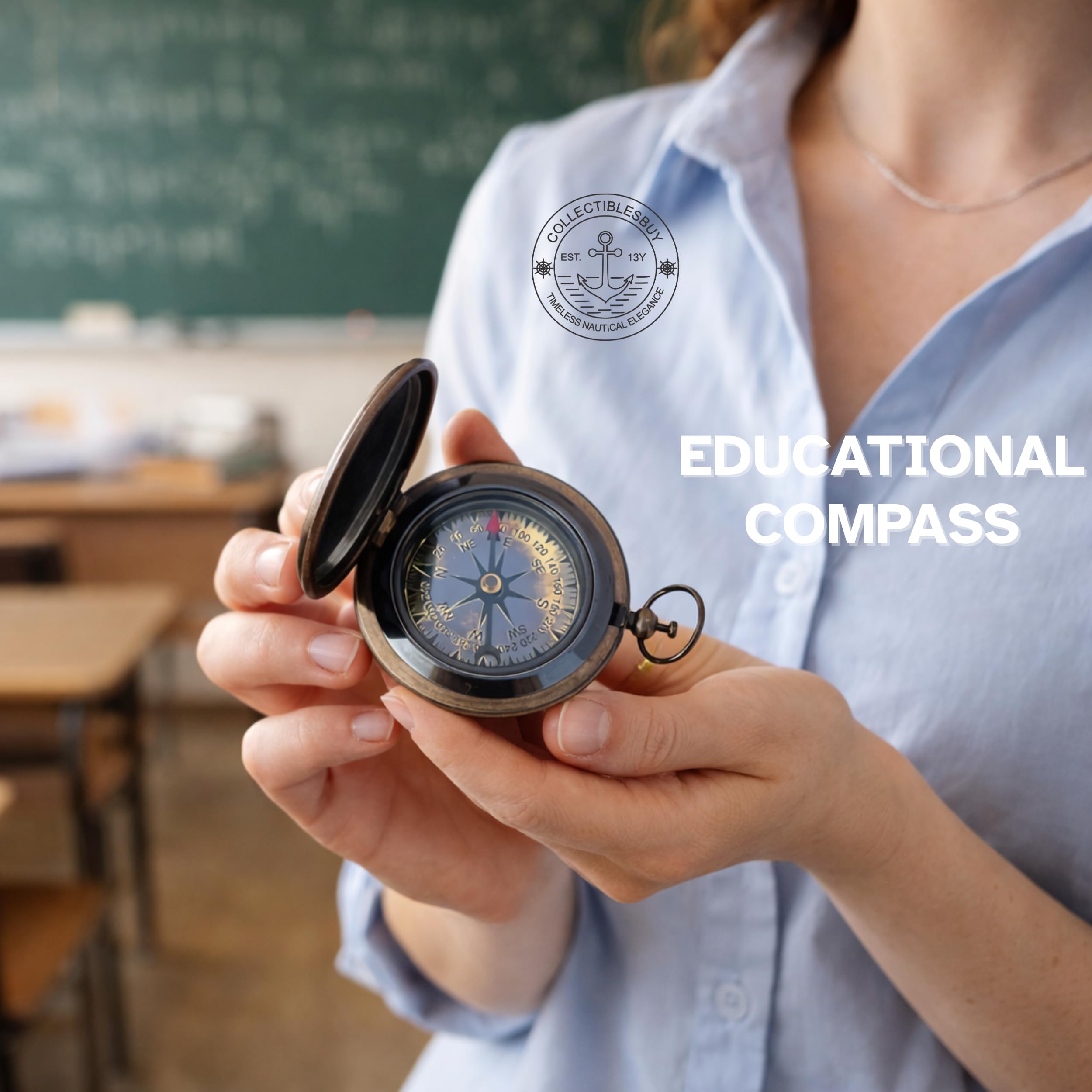 Nautical Ross London Brass Marine Round Pocket Compass Royal