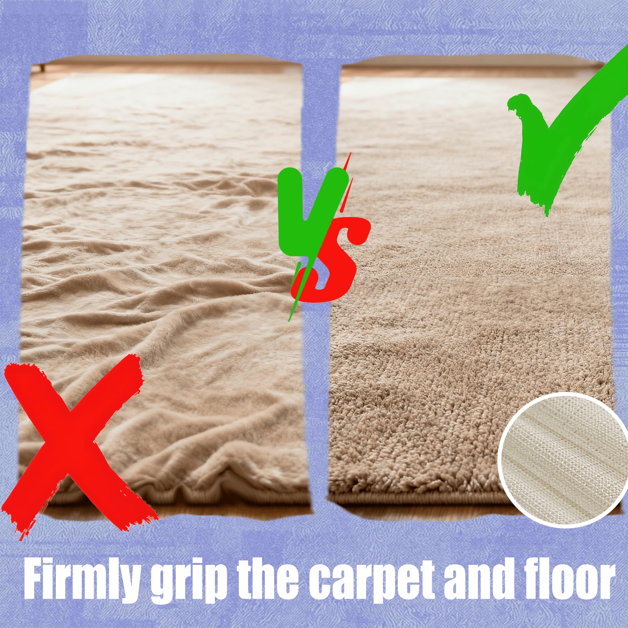 Anti Rutsch Teppichunterlage 205 x 390 cm Ohne Weichmacher Teppich Rutsch Stop Waschbar Zuschneidbar für Schubladen Regale Tablett Auto, cremefarben