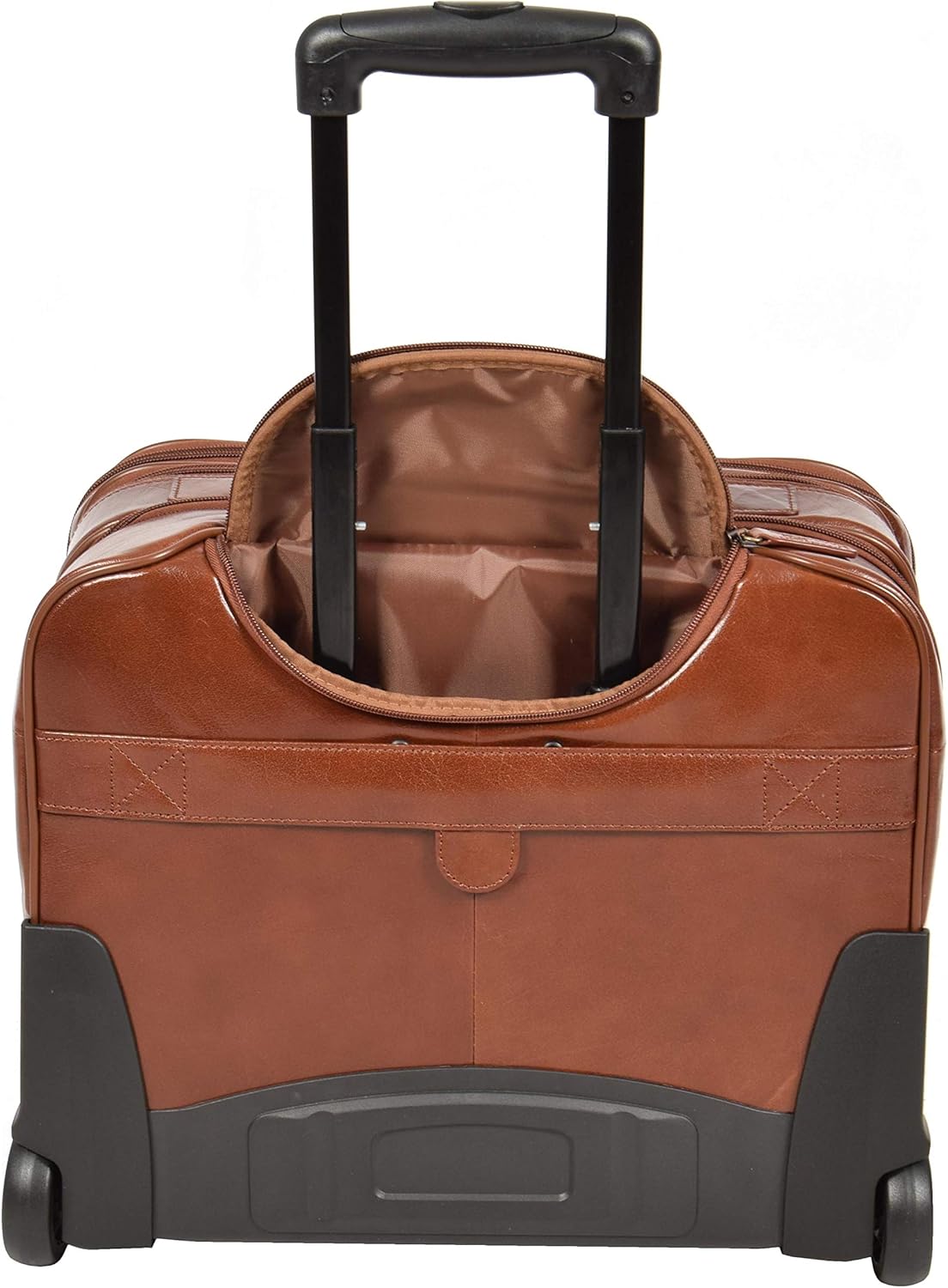 Chestnut Leather Pilot Travel Laptop Bag with Wheels by House of Leather