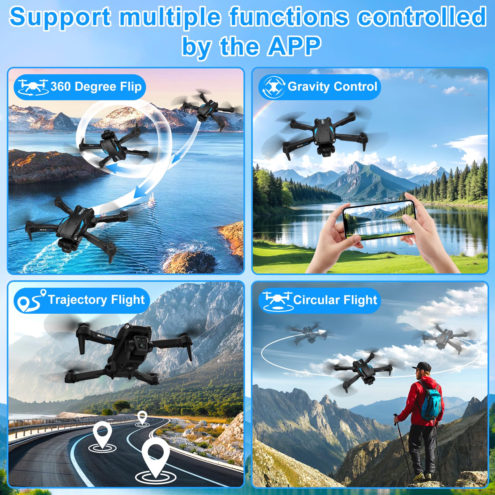 Drone 4K HD Pliable – 2 Batteries – Décollage Automatique – Idéal Pour Enfants Et Débutants