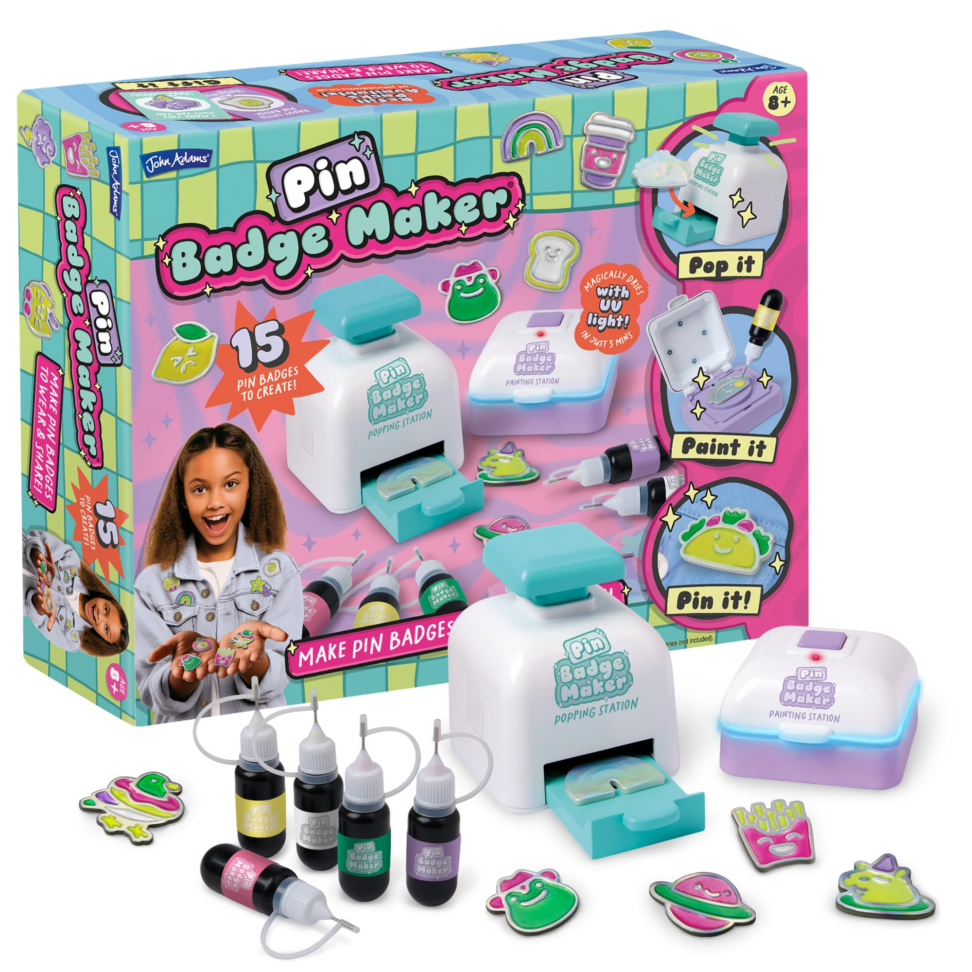John Adams | Pin Badge Maker - Make Pin Badges to Wear & Share | Fashion Craft Kits | Ages 8+ | Christmas and Birthday Gift Idea