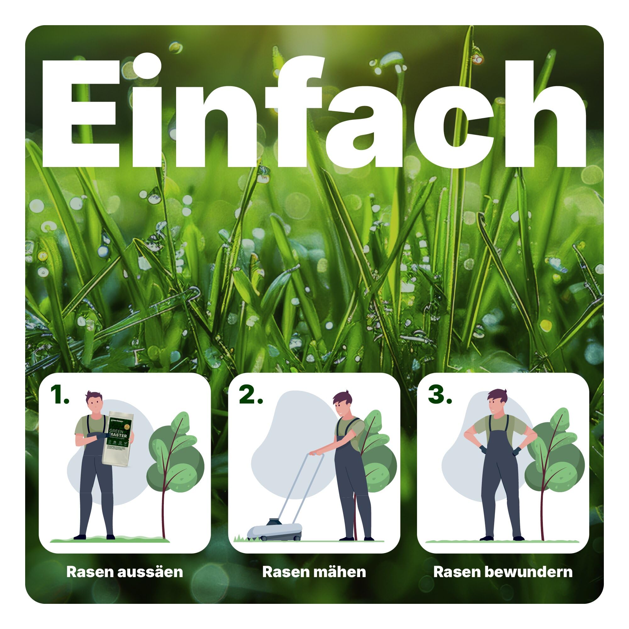 GreenMaster Premium Rasensamen 7,5 kg | Für Nachsaat & Neuanlage | Dichter, strapazierfähiger Rasen | Schnelles & kräftiges Wachstum | Profi-Qualität für größere Flächen