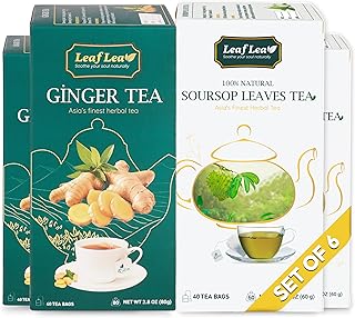 LeafLea Premium Chamomile Black Tea & Ginger Green Tea Blend, 240 Tea Bags, Chamomile for Relaxation, Black Tea for Digest...
