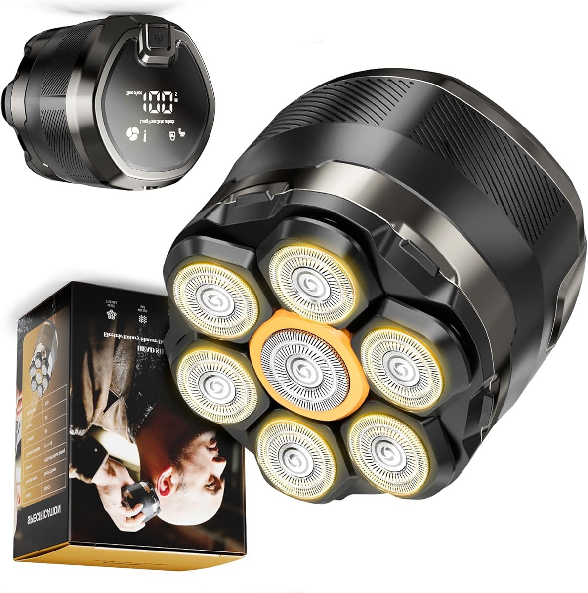 Head Shaver for Bald Men: 7D Electric Bald Razor - Waterproof Wet Dry Shaving - Professional Grooming Kit for Balder with Type-C Charge - Detachable Head Shavers for Scalp/Face/Beard