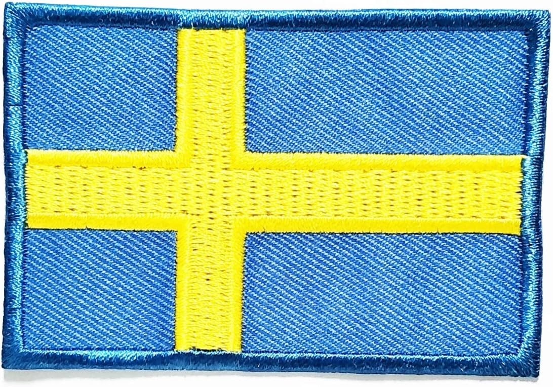 Nipitshop Patches Flag Sweden Patch Sweden World Flags Embroidered Patch National Emblem Iron On Sew On Patch Embroidery Iron On Flag Appliques for Craft Sewing Clothing