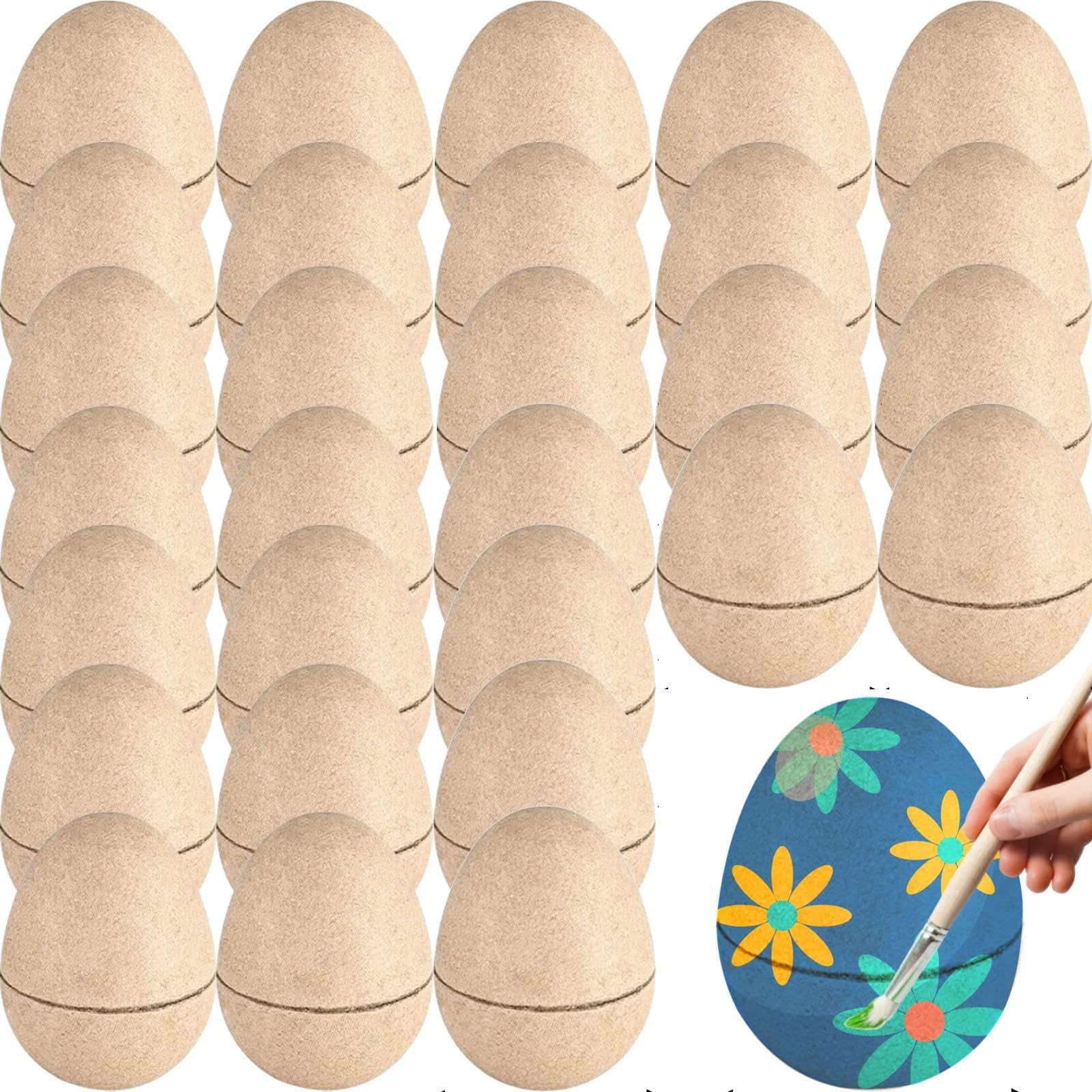 18 Pcs DIY Paper Mache Easter Eggs, Easter Craft Supplies Blank Paper Eggs for Crafts Decorating Fillable Paint Your Own Eggs for Easter Party