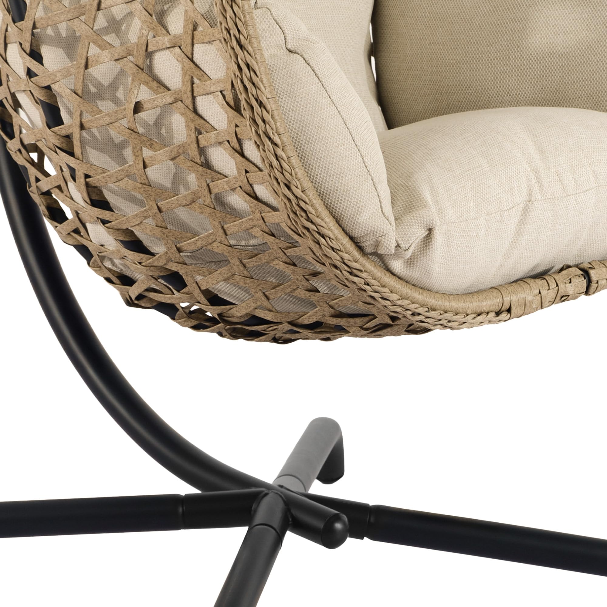 di volio Hängesessel mit Gestell PE-Rattan klappbar wetterfest Outdoor Somi | 15 cm Sitzkissen, verzinkter Stahlrahmen, Olefin-Seil, klappbar, wetterbeständig, bis 120 kg belastbar, abnehmbarer Bezug