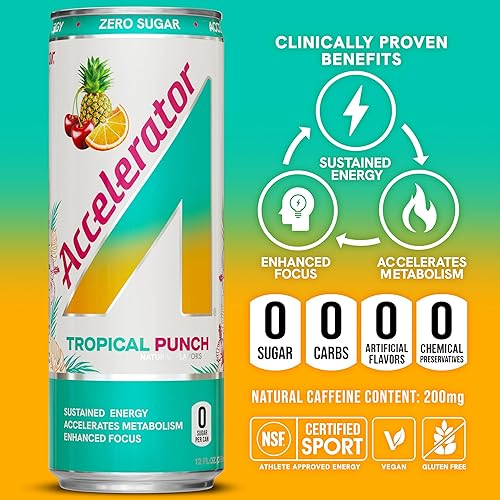 Miniatura 4 de Accelerator Tropical Punch Energy Drink, 12 onzas líquidas (paquete de 12)