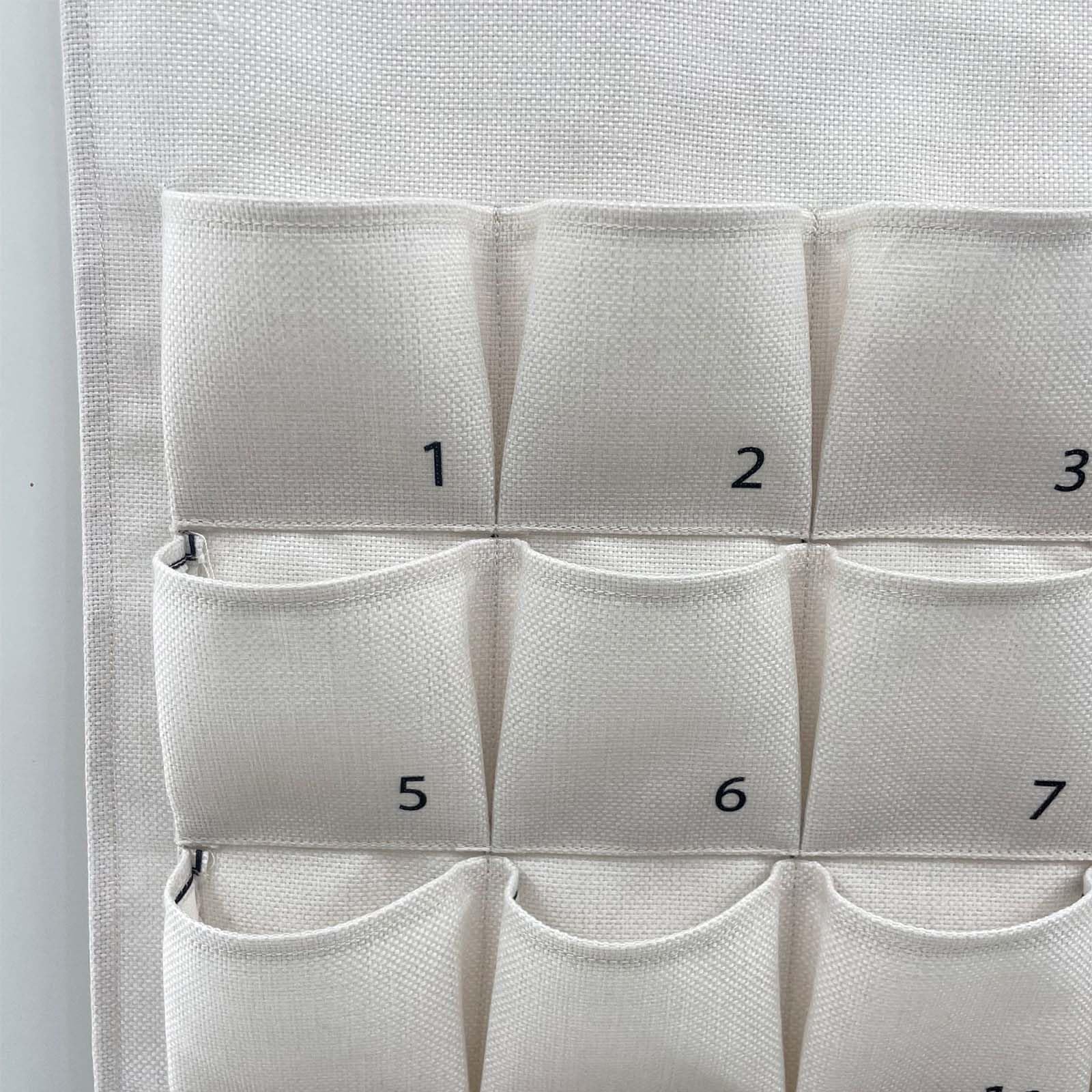 Calendario dell'Avvento natalizio in tessuto con 25 tasche, borsa riutilizzabile per conto alla rovescia naturale, da appendere, borsa riutilizzabile da appendere alla parete per la casa, con 25