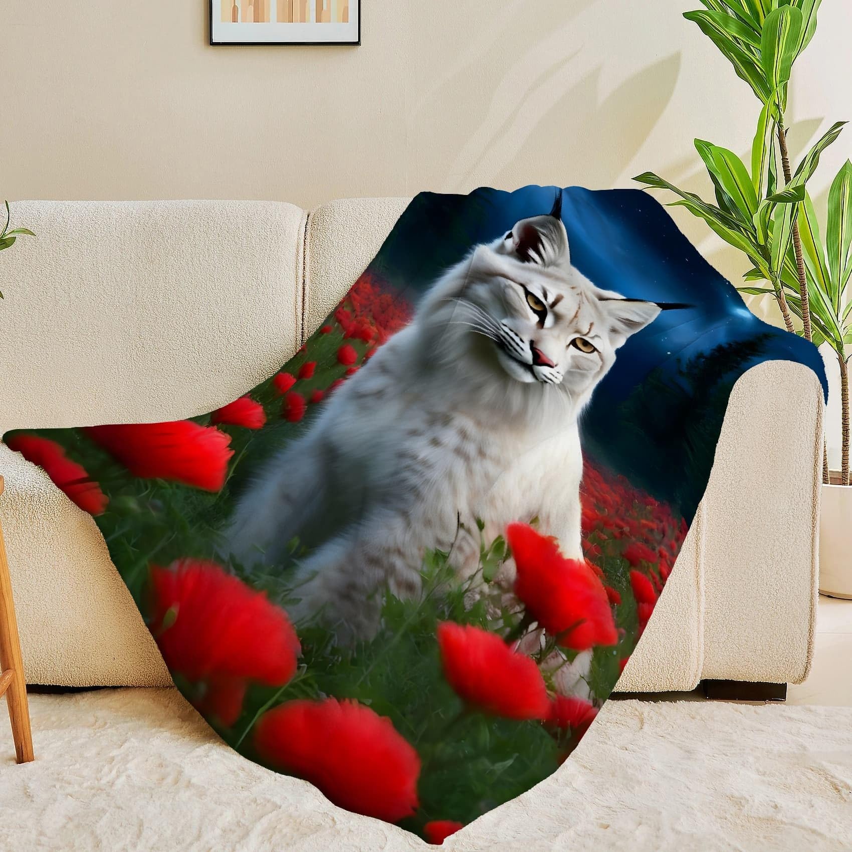 Koc z makiem Koce Sowa Koc Łóżko Pojedyncze Ciepło Miękkie Koce Sofa Puszysty Flanelowy 180 x 200 cm Na Wszystkie Pory Roku