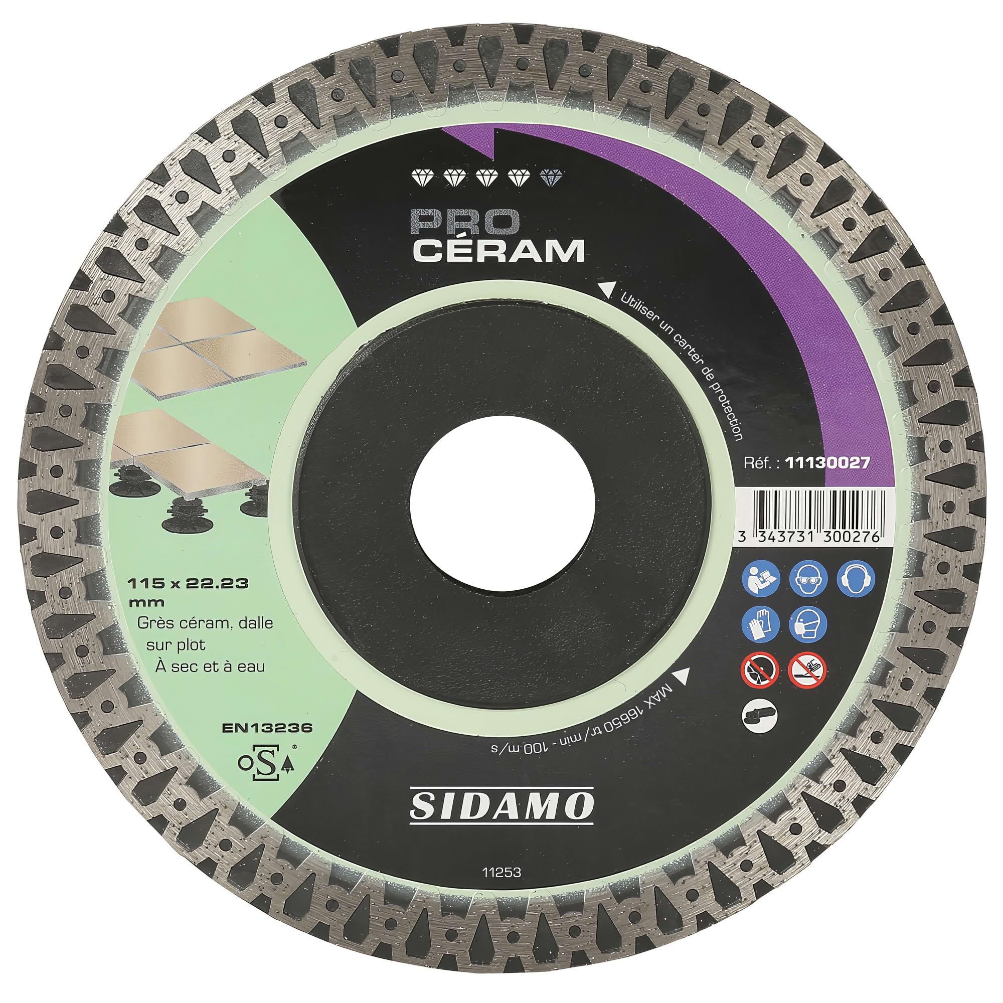 Sidamo – Disco diamante Pro, D. 115 x 22,23 x H 10 mm gres céram/losa – 11130027 – Sidamo