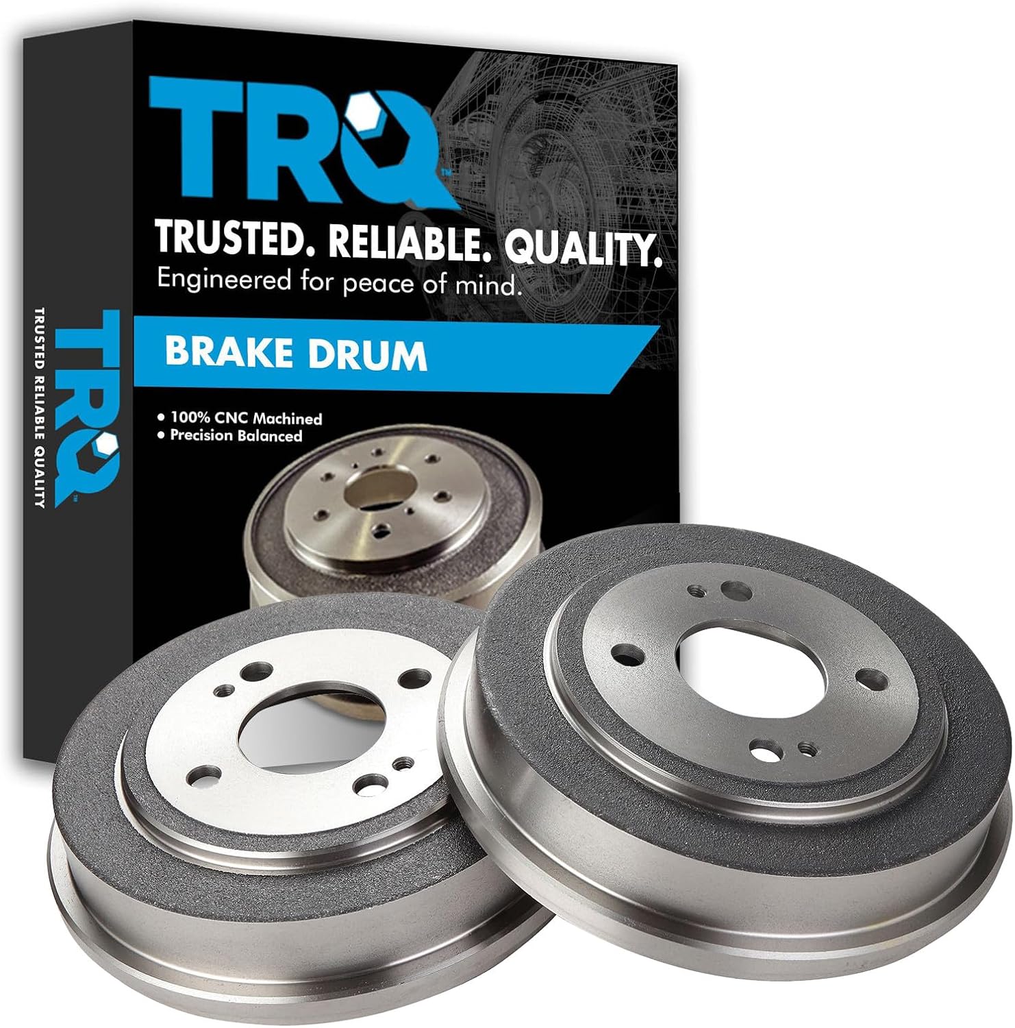 TRQ Rear Brake Drum Pair Set for 1986-1989 Honda Accord / 1992-2000 Honda Civic / 2007-2008 Honda FIT