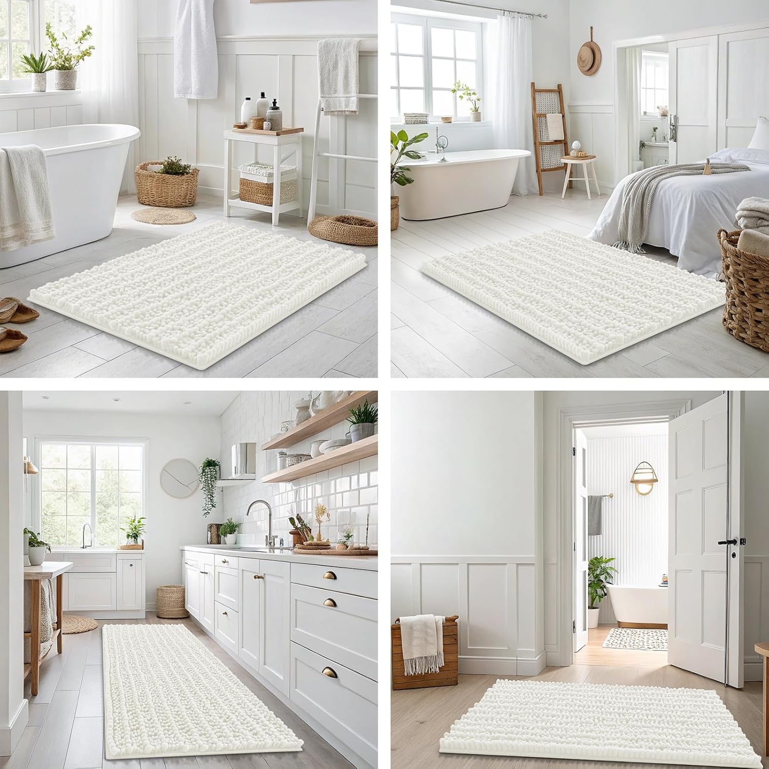 Smiry Bathroom Rugs Mat 30x20, Extra Soft Absorbent Chenille Bath Rugs, Non Slip Rubber Backing Machine Washable Quick Dry Bath Mats for Bathroom Floor, Tub, Shower, Home Decor Accessories, Ivory - Image 7