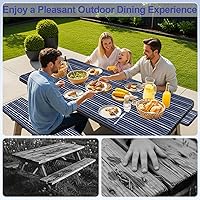 Vista 199 de Play Tailor - Mantel para mesa de pícnic con cubiertas para bancas, impermeable y a prueba de viento con bolsa de cordón, ajustable a mesas y bancas