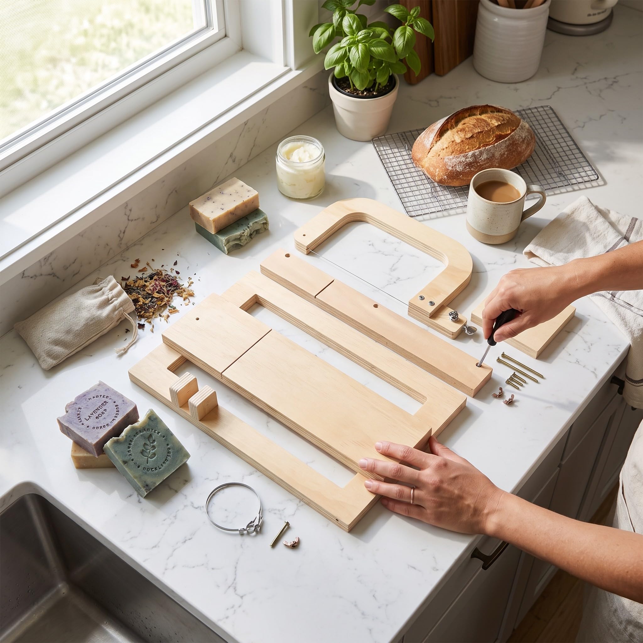 AMONIDA Verstellbarer Holz-Seifenschneider für DIY-Projekte