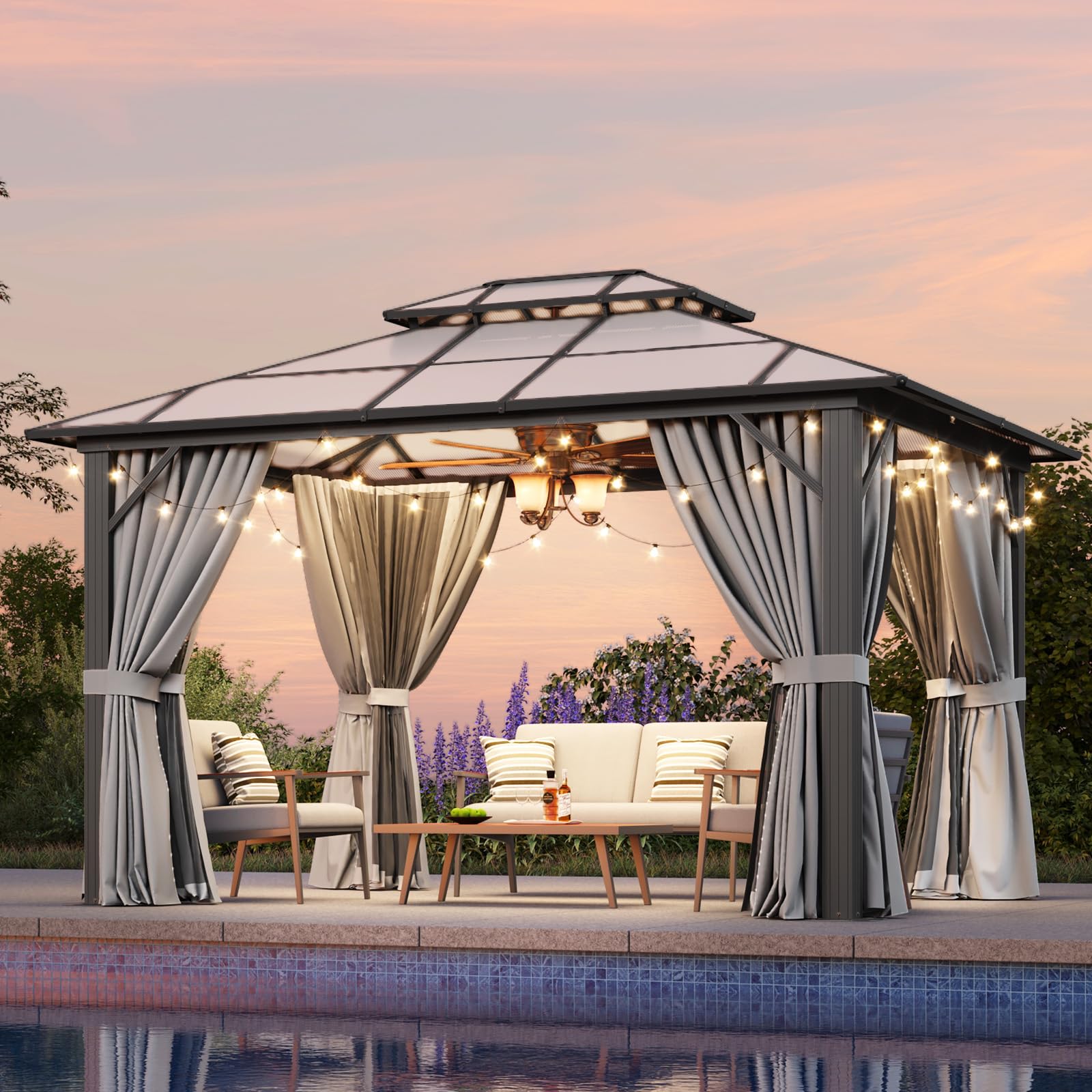 Amazon.com : Aoxun 10'x12' Hardtop Gazebo, Outdoor Metal Gazebo