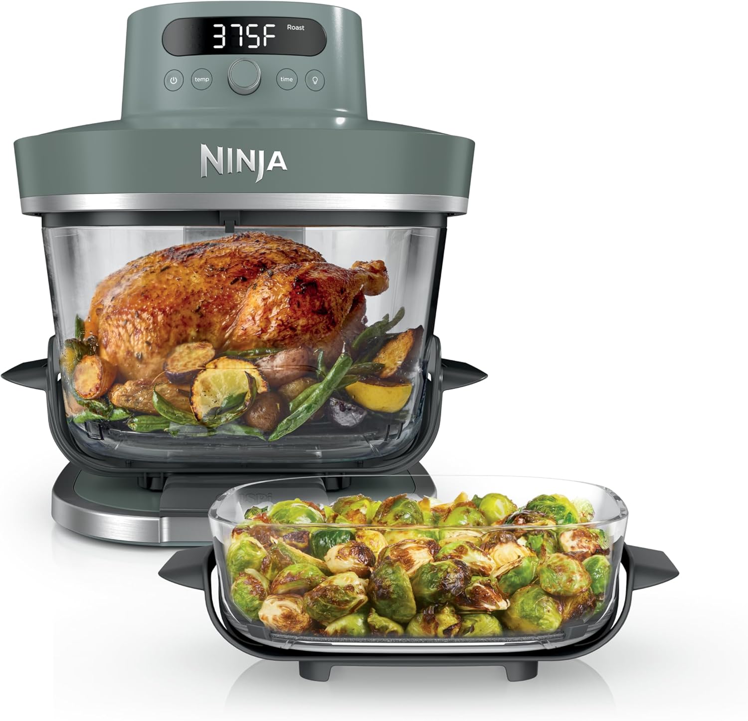 Ninja Crispi Pro 6-in-1 Glass Air Fryer | 6qt & 2.5qt Glass Containers with Storage Lids | Non-Toxic | Meal Prep, Microwave, Freezer & Dishwasher Safe | Air Fry, Bake & More | Ash Grey | AS101DG