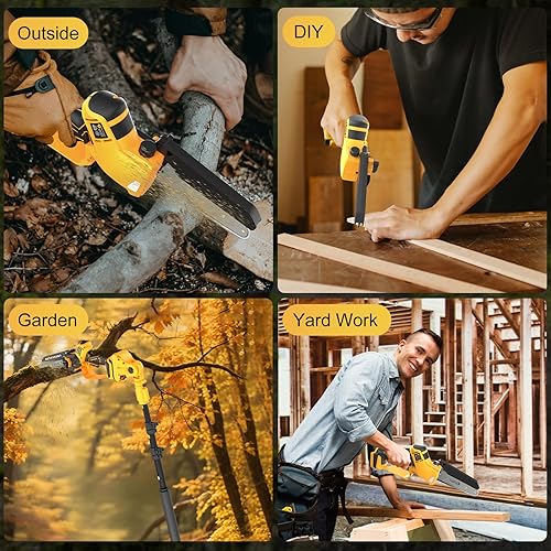Miniatura 7 de Realtopdo Motosierra y Sierra de Poste de 68 pulgadas, Compatible con Batería DeWalt 20v - Motosierra Eléctrica Portátil Pequeña Inalámbrica Sin