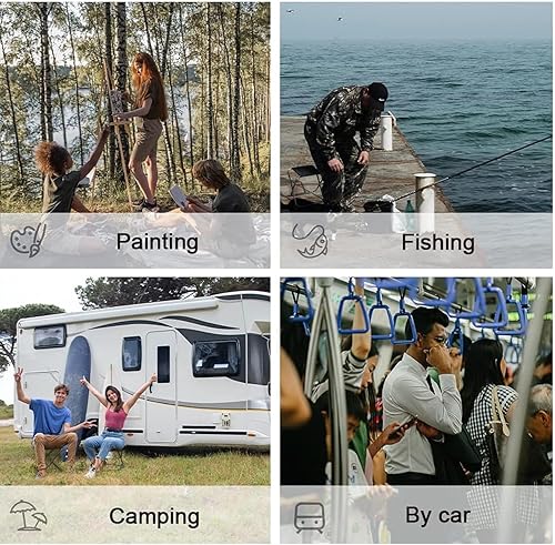 Miniatura 5 de 2 juegos de taburetes plegables portátiles para campamento, silla de campamento ligera para pesca, senderismo, reposapiés de viaje plegable compacto