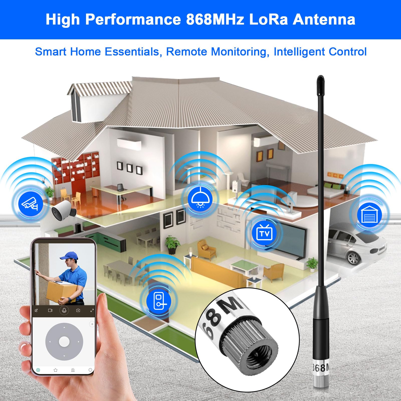 868MHz Antenna LoRa 10dBi per Meshtastic LoRa Long Range Soft Whip-Antenne, SMA Maschio 195 mm + Cavo da (U.FL IPX) a SMA Femmina per ESP32, LoRa 32 V3, LoRa32u4 II (5 pezzi)