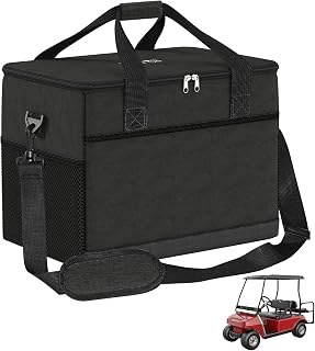 10L0L Golf Cart Cooler Bag Soft Sided, 40 Can Leakproof Insulated Cooler Backpack Multi-Pocket for Golf Car Accessories, Collapsible, Waterproof, Fits Camping, Kayaking, Fishing Ice Pack Chest