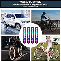 Vista 3 de 8 unids 5 LED bicicleta neumático neumático rueda válvula lámpara intermitente bicicleta rueda luz bicicleta tapa luces bicicleta radios luces noche