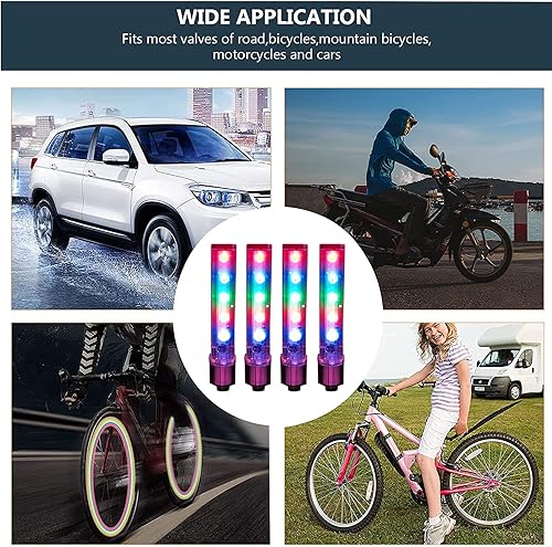 Miniatura 3 de 8 unids 5 LED bicicleta neumático neumático rueda válvula lámpara intermitente bicicleta rueda luz bicicleta tapa luces bicicleta radios luces noche