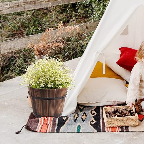 Miniatura 3 de Yardwe Cubos de barril de madera para whisky con asa, maceta de flores, macetas, cajas para cafetería, jardín, plantas hidropónicas