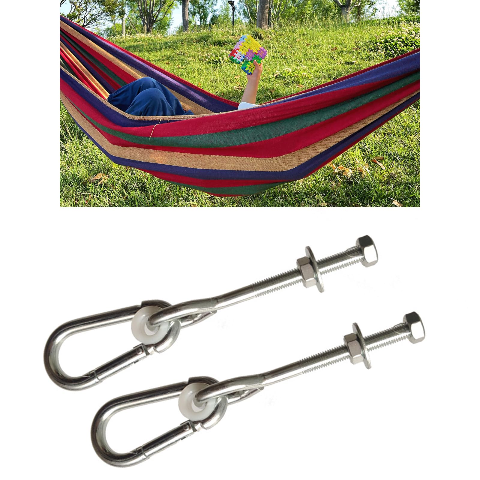 2-pak zewnętrznych metalowych huśtawek, odporna na warunki atmosferyczne, tkanina o udźwigu 300 kg, regulowane siedzisko wiszące dla dorosłych i dzieci, idealne na balkon i patio