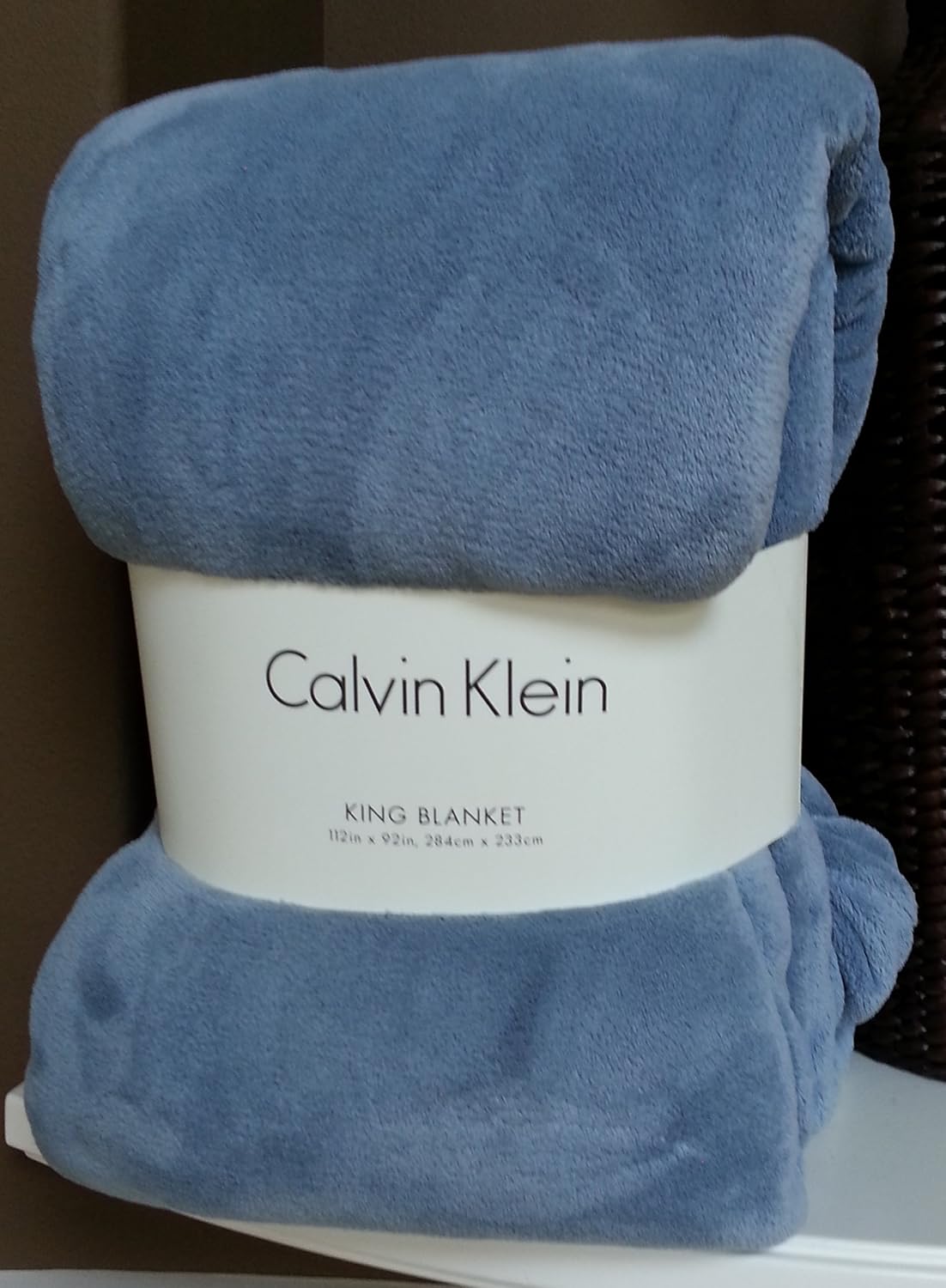 Calvin Klein Plush KING Size Blanket Marine (Light Blue