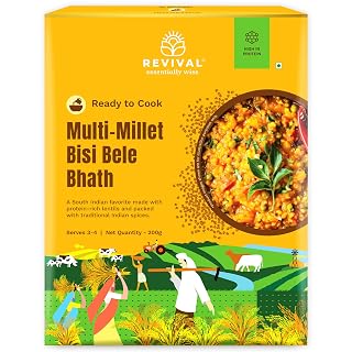 Revival Multi-Millet Bisi Bele Bath Mix – 200gm | Instant South Indian Meal | High Fiber, Vegan & Gluten-Free | No Additives | Healthy, Nutritious & Ready in 15 Minutes - Amazon product rated Grade A