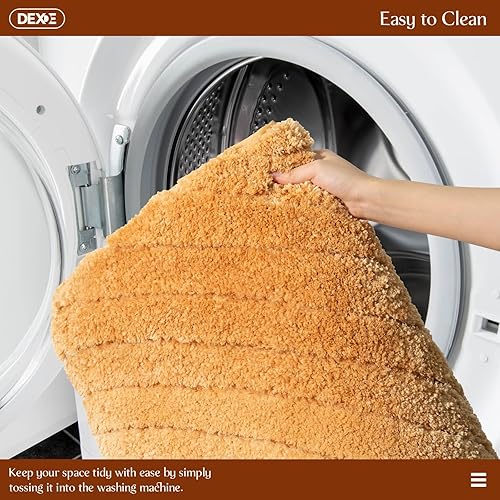 Miniatura 8 de DEXDE Tapete de baño de lujo, tapete de baño de microfibra esponjosa, extra suave y absorbente, antideslizante, tapete de baño para suelo de baño,