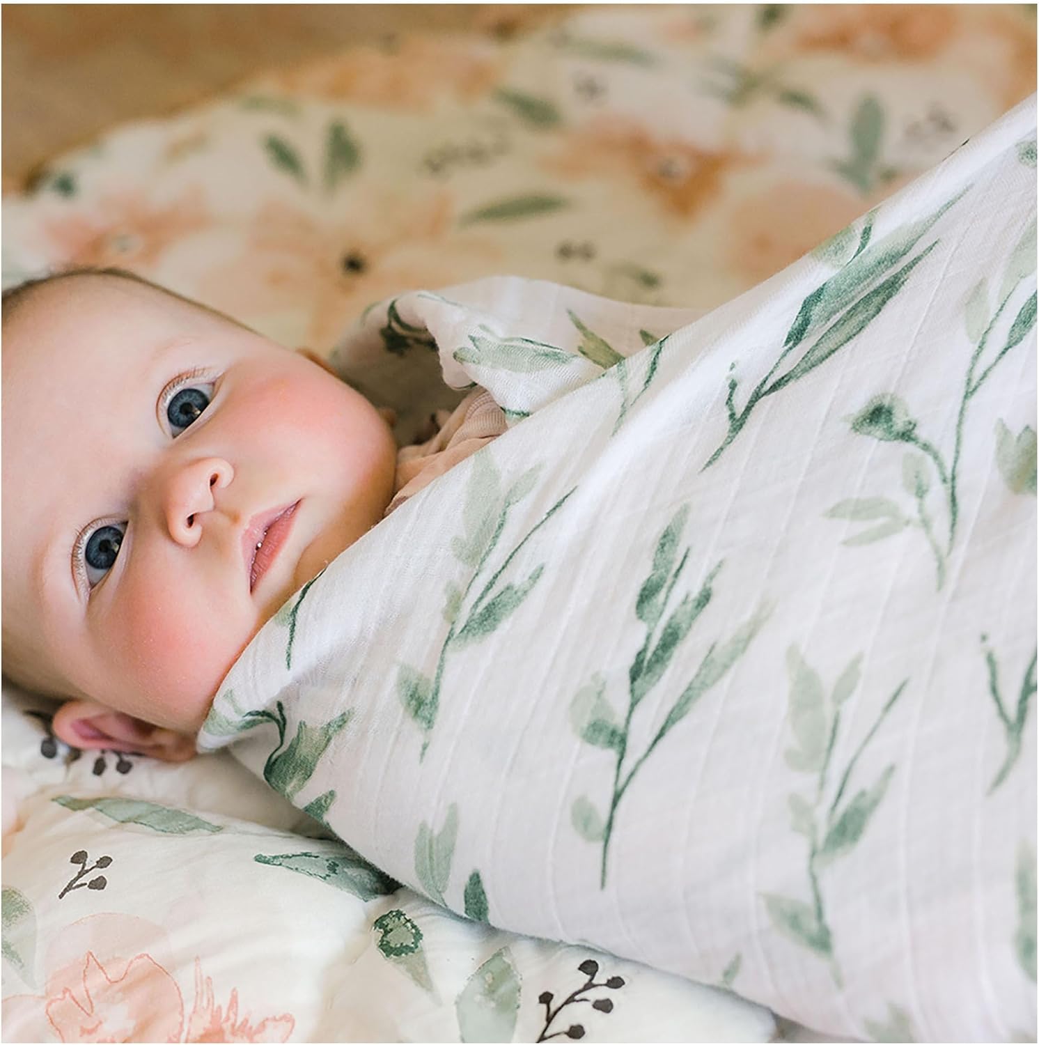 Crane Baby 100% Cotton Muslin Swaddle Blankets, Pink Floral, 47" x 47", Baby Swaddles for Newborns, Pink Floral, Swaddlers for Newborn Girl - Image 5