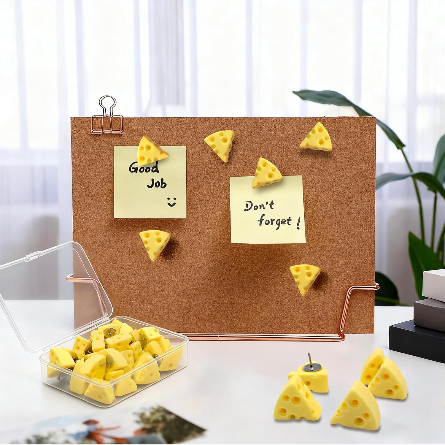 Cute Push Pins - 30Pcs Cheese-Shaped Decorative Fun Push Pins Thumb Tacks for Cork Board Wall Bulletin Board Maps Photos Posters Home Office Desk Accessories image 4