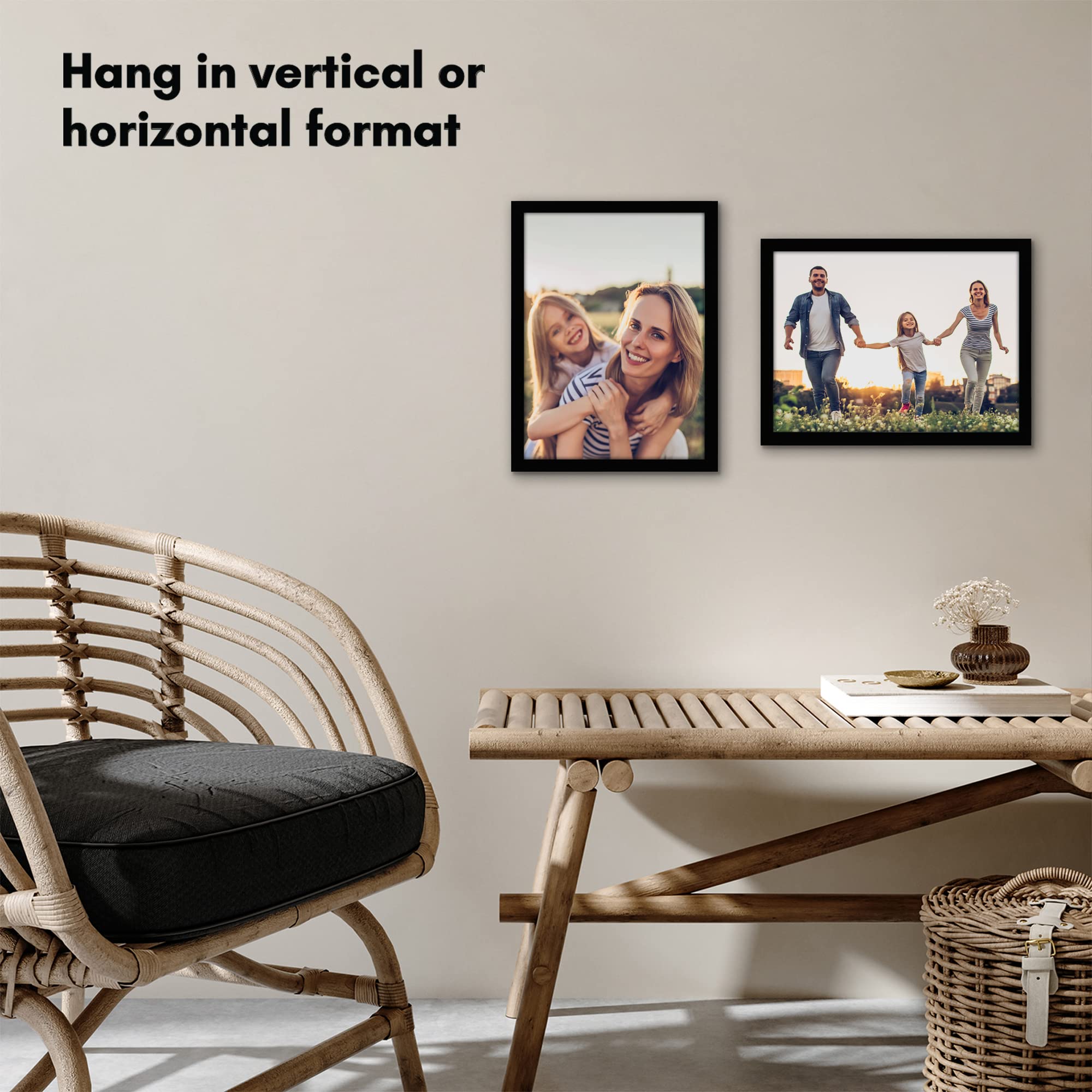 Americanflat Cornice Panoramica 15x30 Cm – Legno E Vetro Infrangibile, Nero