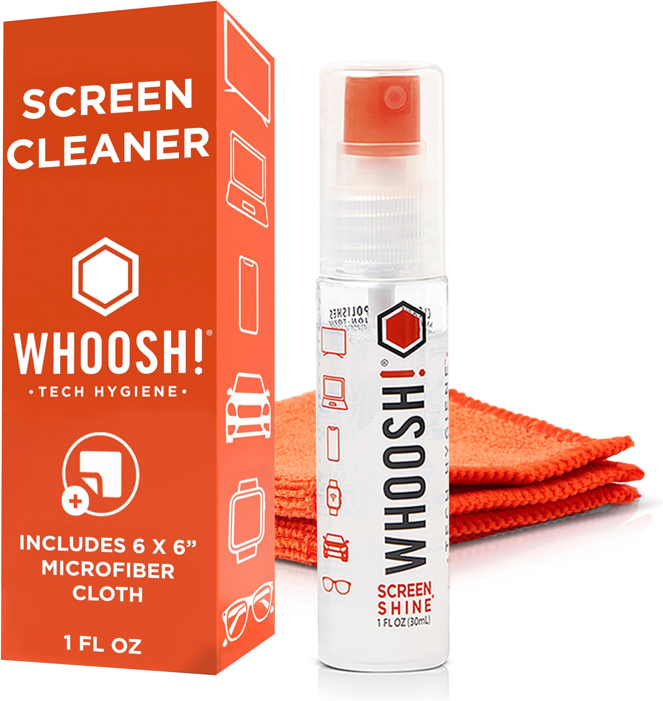 Screen Shine Go - 1 fl oz Refillable Screen Cleaner Kit with Microfiber Cloth for MacBook, Phone, iPad & Eyeglasses - Powerful Streak-Free Cleaning - Pocket-Sized, TSA-Approved for Travel