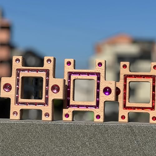 Miniatura 7 de 16 bloques de gemas de madera acrílica, juguetes apilables de madera coloridos acrílicos brillantes, juguetes educativos Montessori de madera de